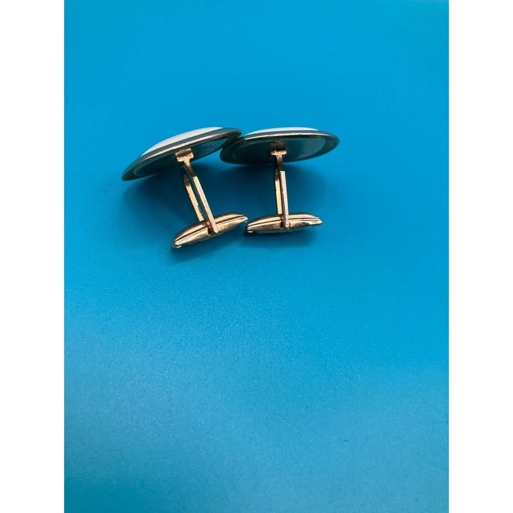 Men's Cufflinks OS Gold Red Convertible Sports Car Enamel Vintage